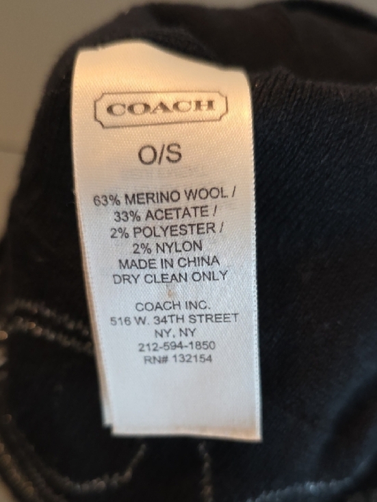 Coach Black Knit Hat with Silver Logo Detail